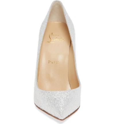 Shop Christian Louboutin Pigalle Follies Pointy Toe Pump In White Glitter