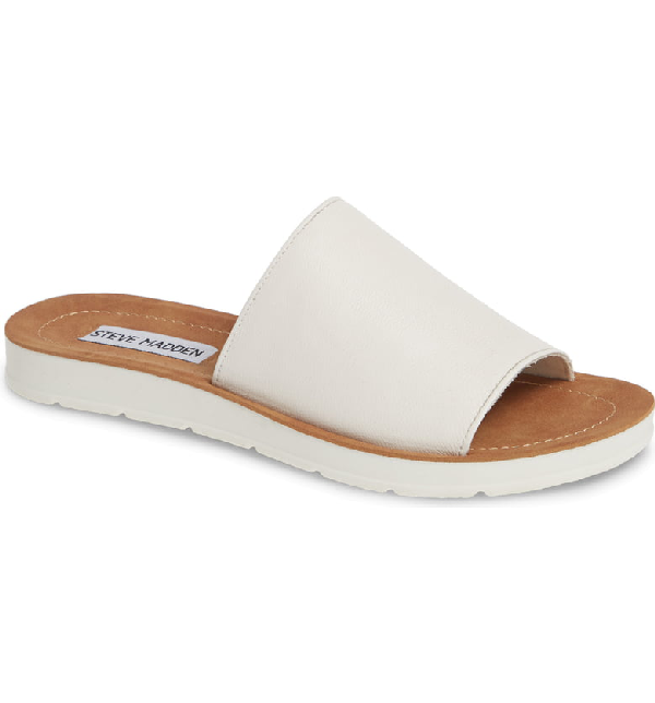 white steve madden slides