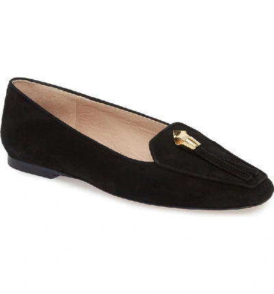 Shop Stuart Weitzman Slipknot Loafer In Black Suede