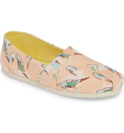 Shop Toms Alpargata Slip-on In Coral Pink Bird Fabric