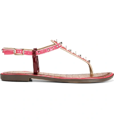 Shop Sam Edelman Gigi Sandal In Coral Punch Patent Leather