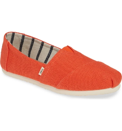 Shop Toms Alpargata Slip-on In Cherry Tomato Heritage Canvas