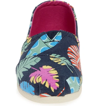 Shop Toms Alpargata Slip-on In Navy Tropical Leaves Fabric