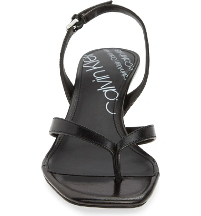 Shop Calvin Klein Monty Thong Sandal In Black Leather