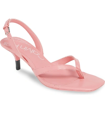 Shop Calvin Klein Monty Thong Sandal In Strawberry Ice Leather