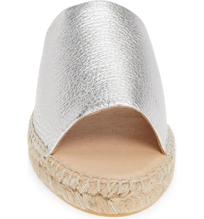 Shop Patricia Green Portland Espadrille Slide Sandal In Silver Metallic Leather