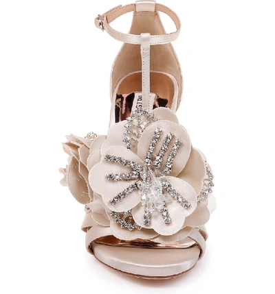 Shop Badgley Mischka Lisa Sandal In Ivory Satin