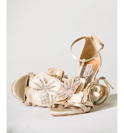 Shop Badgley Mischka Lisa Sandal In Ivory Satin