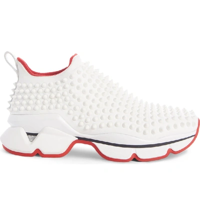 Shop Christian Louboutin Spike Sock Donna Sneaker In White