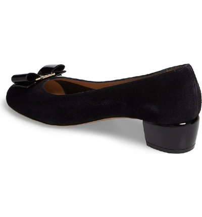 Shop Ferragamo Vara Pump In Black Suede