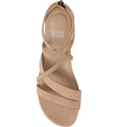 Shop Eileen Fisher Skip Strappy Platform Sandal In Latte Washed Leather