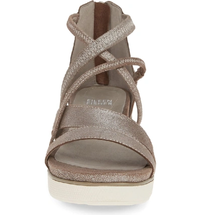 Shop Eileen Fisher Skip Strappy Platform Sandal In Mica Suede