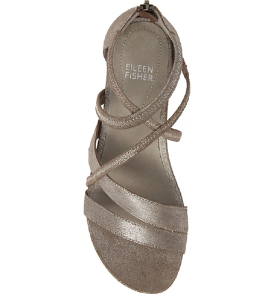 Shop Eileen Fisher Skip Strappy Platform Sandal In Mica Suede