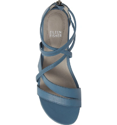 Shop Eileen Fisher Skip Strappy Platform Sandal In Lake Washed Leather