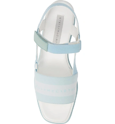 Shop Stella Mccartney Stripe Logo Platform Sandal In Sky Blue