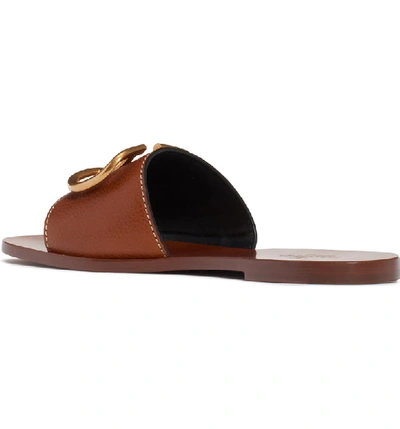 Shop Valentino Brooch Slide Sandal In Brown