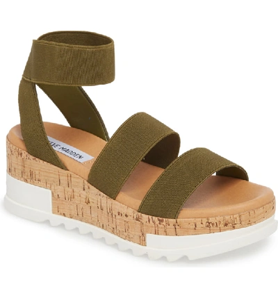 Shop Steve Madden Bandi Platform Wedge Sandal In Olive