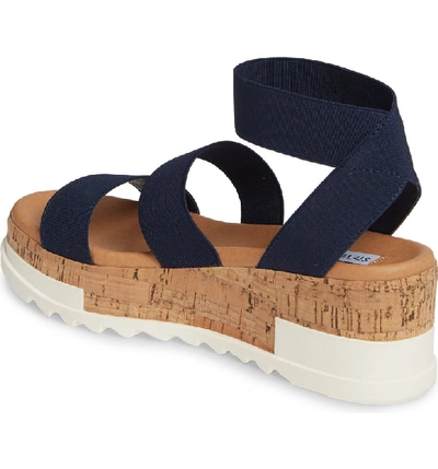 Shop Steve Madden Bandi Platform Wedge Sandal In Navy
