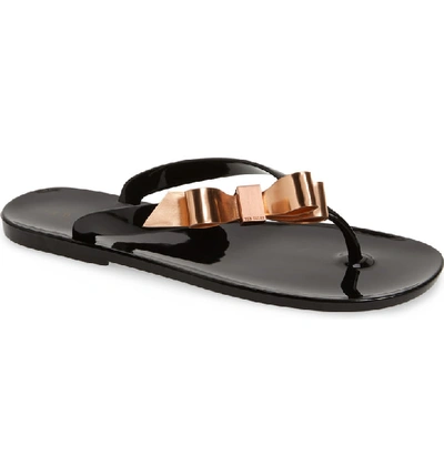 Shop Ted Baker Suszie Flip Flop In Black/ Cream Rubber