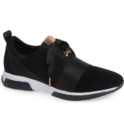 Ted Baker Cepap Sneaker In Black Suede/ Satin | ModeSens