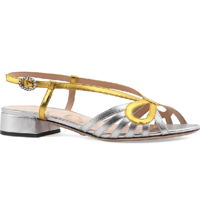 Shop Gucci Zephyra Sandal In Argento Leather