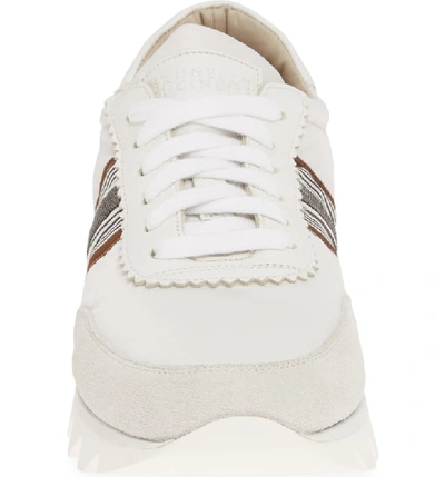 Shop Brunello Cucinelli Stripe Runner Sneaker In White