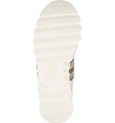 Shop Brunello Cucinelli Stripe Runner Sneaker In White