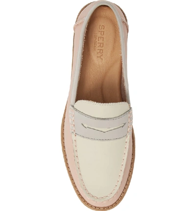 Shop Sperry Seaport Penny Loafer In Blush/ Ivory/ Grey Leather
