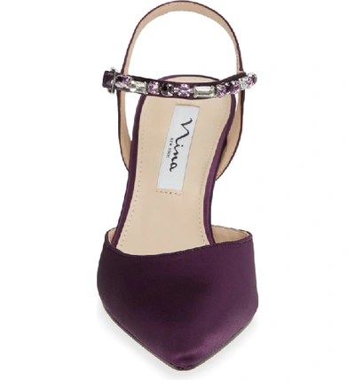 Shop Nina Tonya Pointy Toe Pump In Eggplant Satin