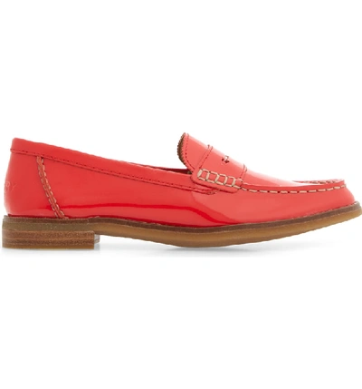 Shop Sperry Seaport Penny Loafer In Red Patent Leather