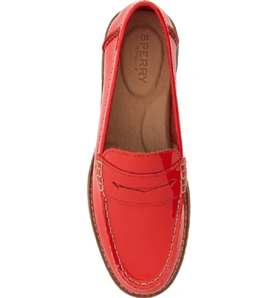 Shop Sperry Seaport Penny Loafer In Red Patent Leather