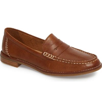 Shop Sperry Seaport Penny Loafer In Tan Leather