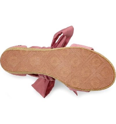 Shop Ugg Trina Ribbon Tie Wedge Sandal In Pink Dawn Suede
