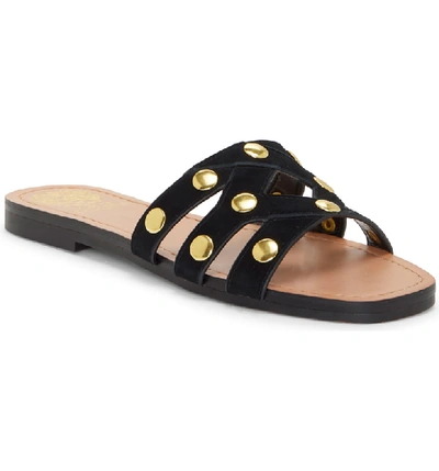 Shop Vince Camuto Vazista Studded Slide Sandal In Black Suede