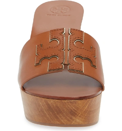 Shop Tory Burch Ines Wedge Slide Sandal In Tan / Spark Gold