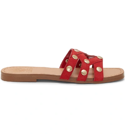 Shop Vince Camuto Vazista Studded Slide Sandal In Red Suede