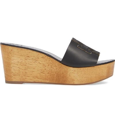 Shop Tory Burch Ines Wedge Slide Sandal In Perfect Black / Silver