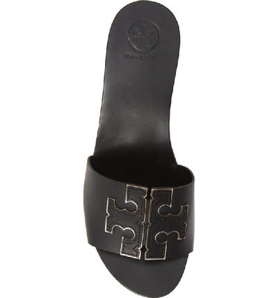 Shop Tory Burch Ines Wedge Slide Sandal In Perfect Black / Silver