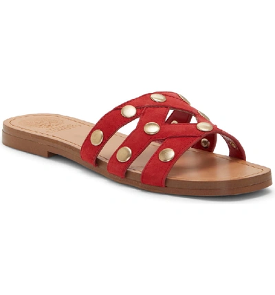 Shop Vince Camuto Vazista Studded Slide Sandal In Red Suede