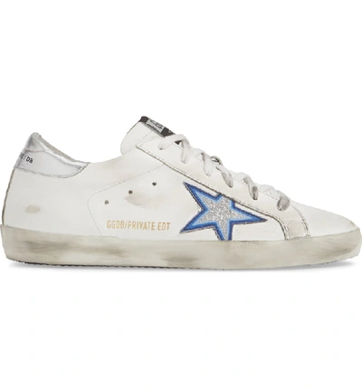 Shop Golden Goose Superstar Glitter Star Sneaker In White/ Blue