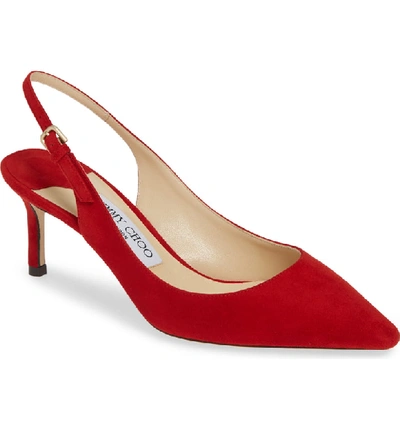 Shop Jimmy Choo Erin Suede Slingback Pump In Red