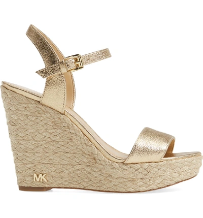 Shop Michael Michael Kors Jill Platform Wedge In Pale Gold