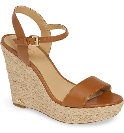 Shop Michael Michael Kors Jill Platform Wedge In Acorn Vachetta Leather