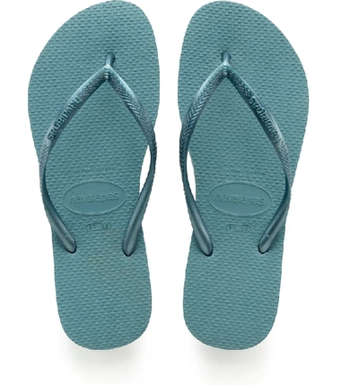 Shop Havaianas 'slim' Flip Flop In Mineral Blue