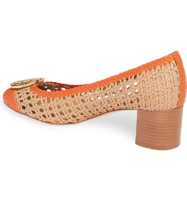 chelsea woven cap toe pump