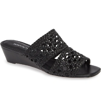 Shop Donald Pliner Albi Woven Slide Sandal In Black Leather