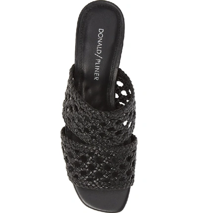 Shop Donald Pliner Albi Woven Slide Sandal In Black Leather