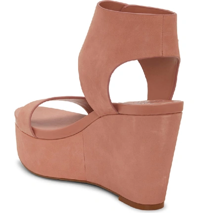 Shop Vince Camuto Velista Platform Wedge Sandal In Rose Bud Nubuck Leather