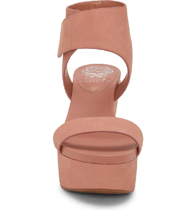 Shop Vince Camuto Velista Platform Wedge Sandal In Rose Bud Nubuck Leather