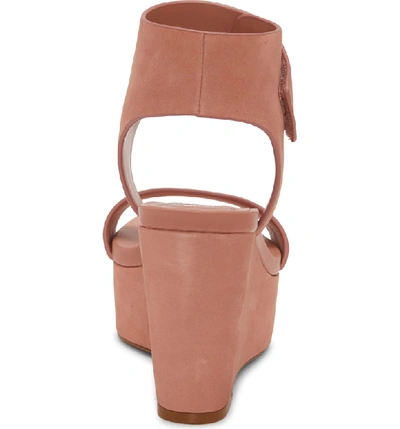 Shop Vince Camuto Velista Platform Wedge Sandal In Rose Bud Nubuck Leather